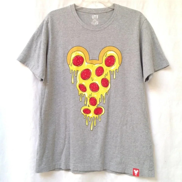 Uniqlo Disney Collections Mickey Project 100 Pepperoni Pizza Women XL Top Casual - Picture 1 of 8